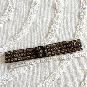 Vintage Woven Belt, Earth Tones, Slide Buckle, Size S-M
